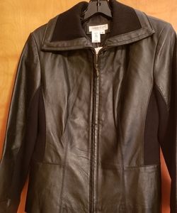 Coldwater Creek black leather jacket size S NWT